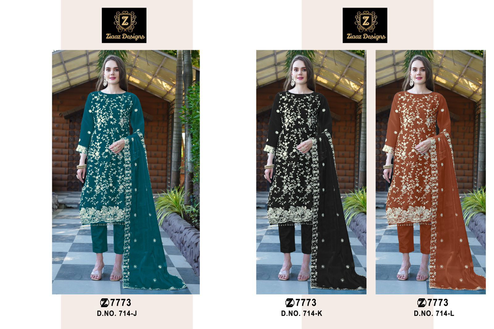 HR By Ziaaz 714 Jimmy choo Embroidered Pakistani Designer Dress Material Wholesale Market